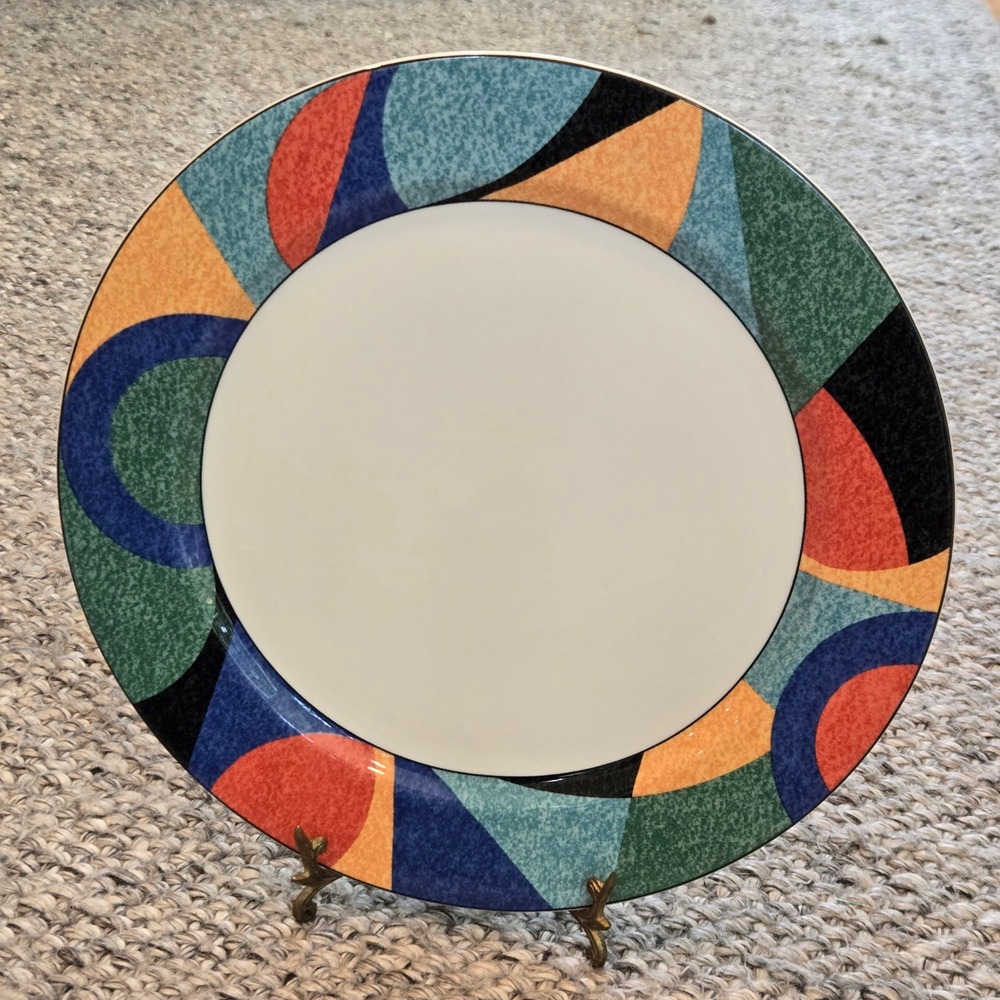 Victoria & Beale Platter Serving Plate 12in Multicolor Geometric Porcelain 9019